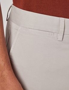 Pale Grey Garment Dyed Cotton Stretch Slim Fit Chinos-preview2