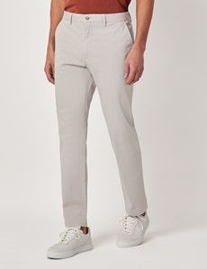 Pale Grey Garment Dyed Cotton Stretch Slim Fit Chinos-preview1
