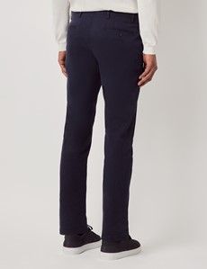 Dark Navy Garment Dyed Cotton Stretch Slim Fit Chinos-preview3