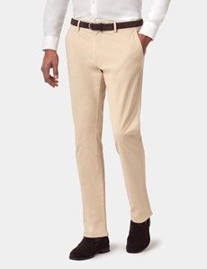Slim Fit Beige Garment-Dyed Chinos
