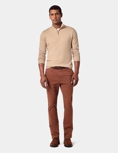 Slim Fit Rust Garment-Dyed Chinos