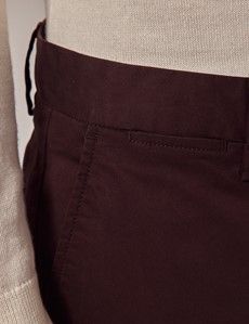 Men's Deep Claret Garment Dyed Cotton Stretch Slim Fit Chinos| Hawes ...