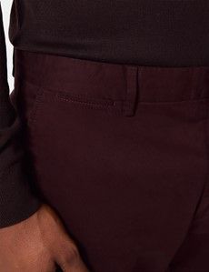 Slim Fit Dark Burgundy Garment-Dyed Chinos