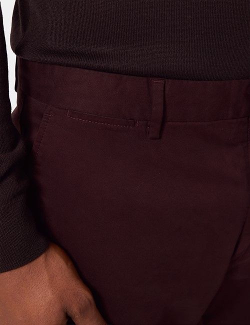 Slim Fit Dark Burgundy Garment-Dyed Chinos-preview