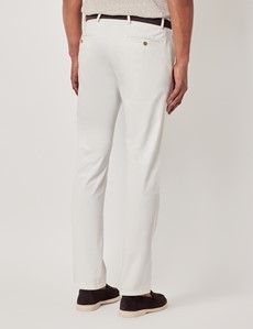 White Garment Dyed Cotton Stretch Slim Fit Chinos-preview3