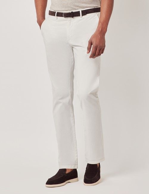 White Garment Dyed Cotton Stretch Slim Fit Chinos-preview