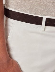 White Garment Dyed Cotton Stretch Slim Fit Chinos-preview2