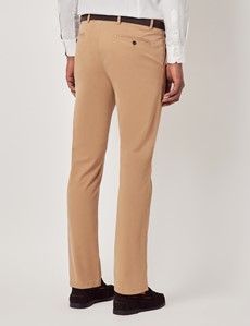 Tan Garment Dyed Cotton Stretch Slim Fit Chinos-preview3