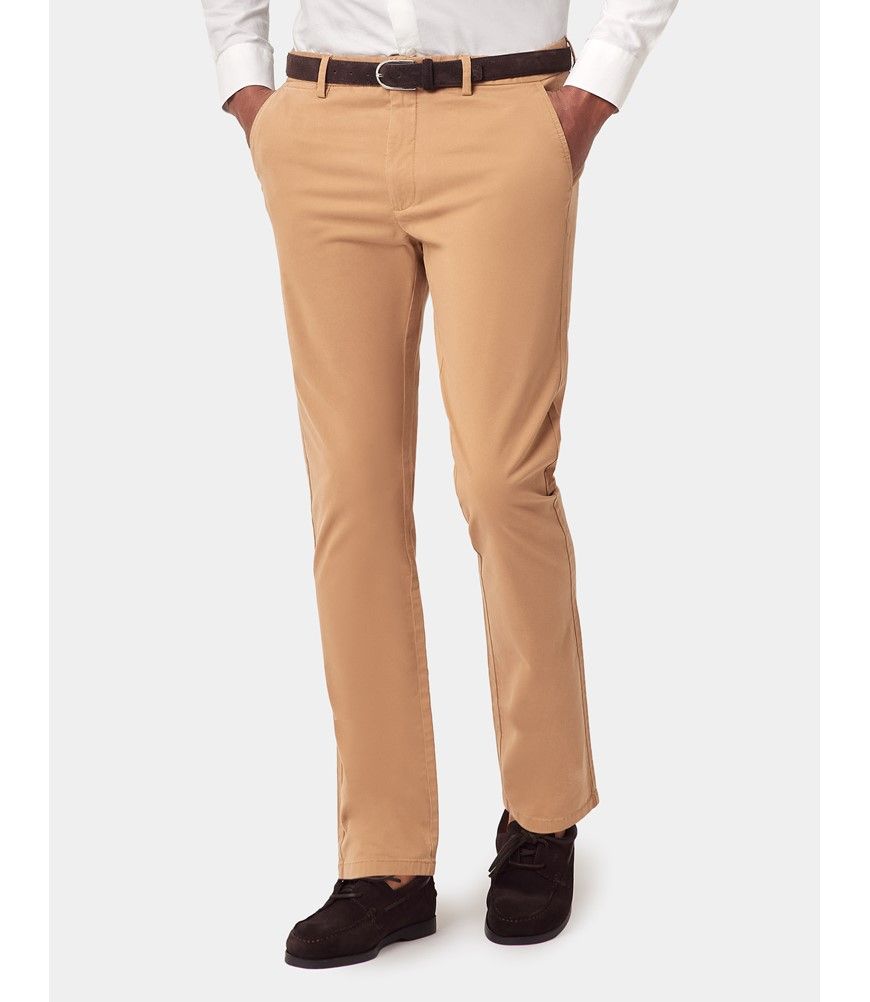 パンツ CHINO TROUSERS GARMENT DYED size2 Men's Tan Garment Dyed Cotton Stretch Slim Fit Chinos| Hawes