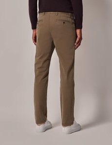 Dark Olive Garment Dyed Cotton Stretch Slim Fit Chinos-preview2