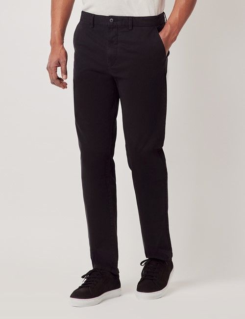 Black Garment Dyed Cotton Stretch Regular Fit Chinos-preview