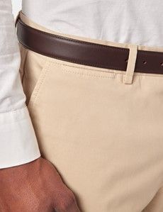 Regular Fit Beige Garment-Dyed Chinos
