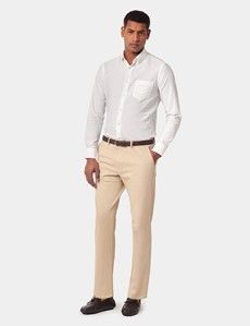 Regular Fit Beige Garment-Dyed Chinos
