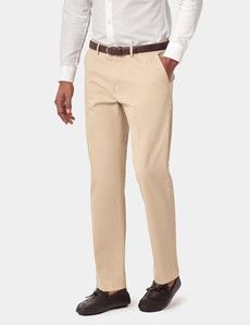 Regular Fit Beige Garment-Dyed Chinos
