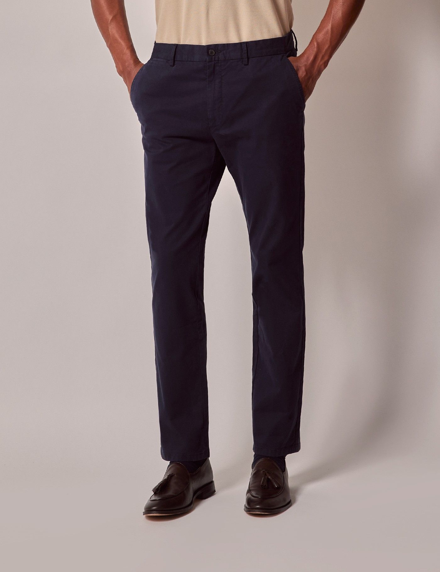 Men's Navy Garment Dyed Cotton Stretch Chinos - Lord's Limited Edition ...