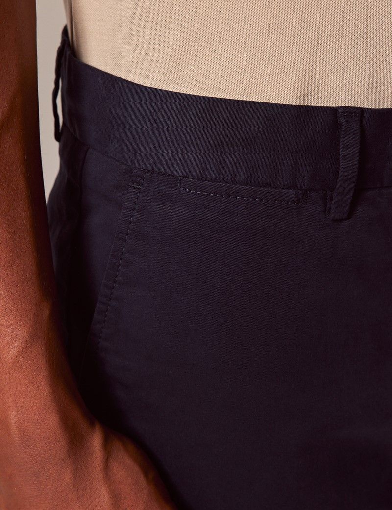Men's Navy Garment Dyed Cotton Stretch Chinos - Lord's Limited Edition ...