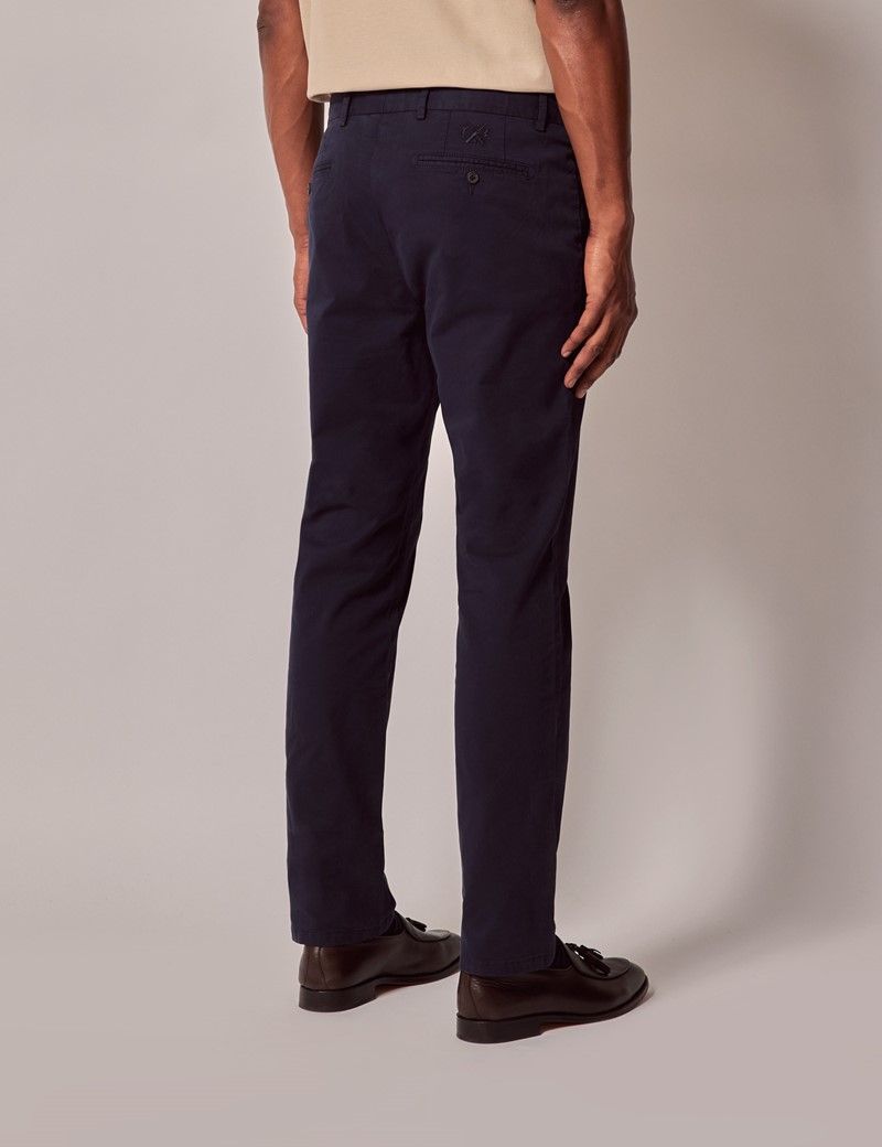 Men's Navy Garment Dyed Cotton Stretch Chinos - Lord's Limited Edition ...