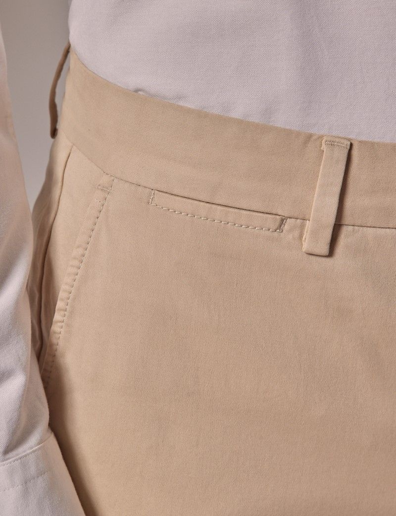 Men's Beige Garment Dyed Cotton Stretch Chinos - Lord's Limited Edition ...