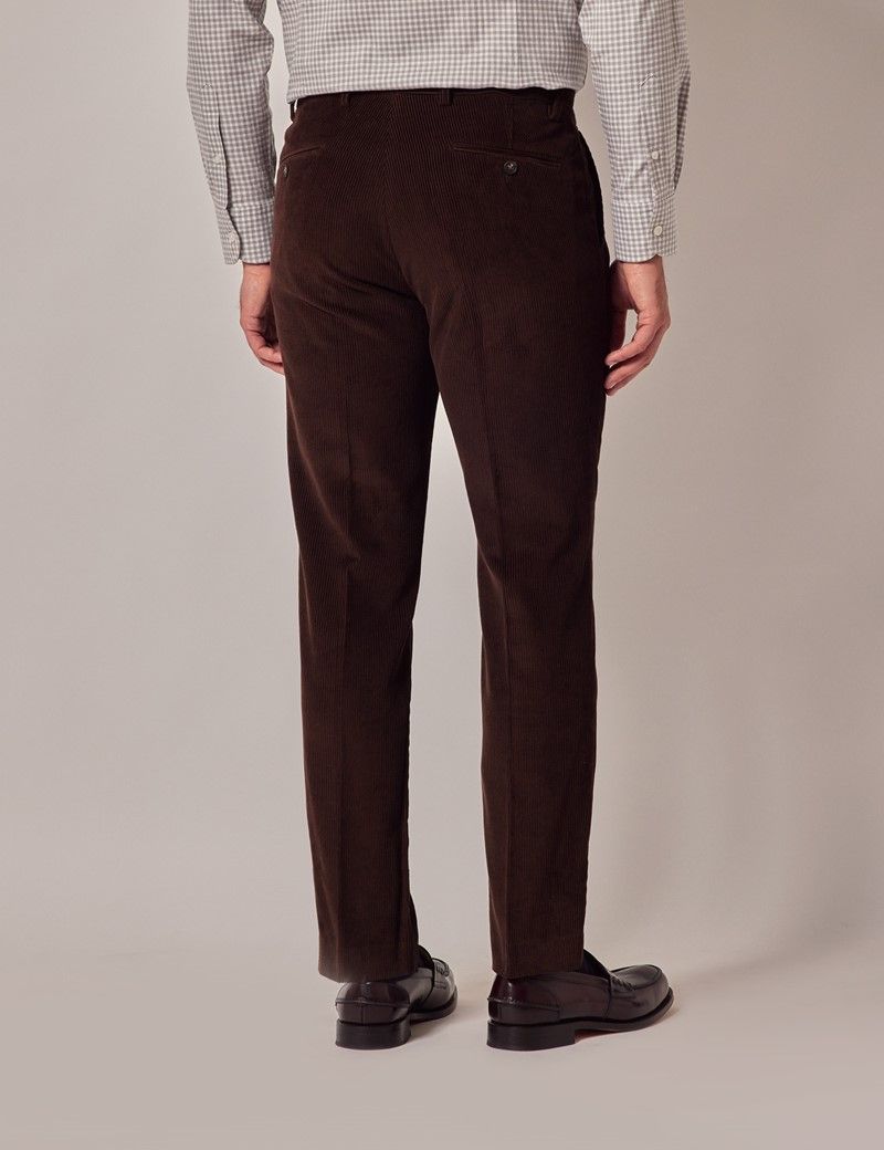 Men's Dark Brown Corduroy Trousers | Hawes & Curtis