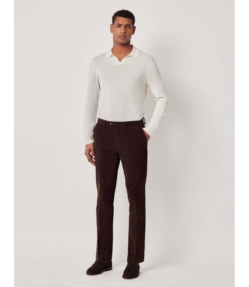 Men's Dark Brown Corduroy Trousers | Hawes & Curtis