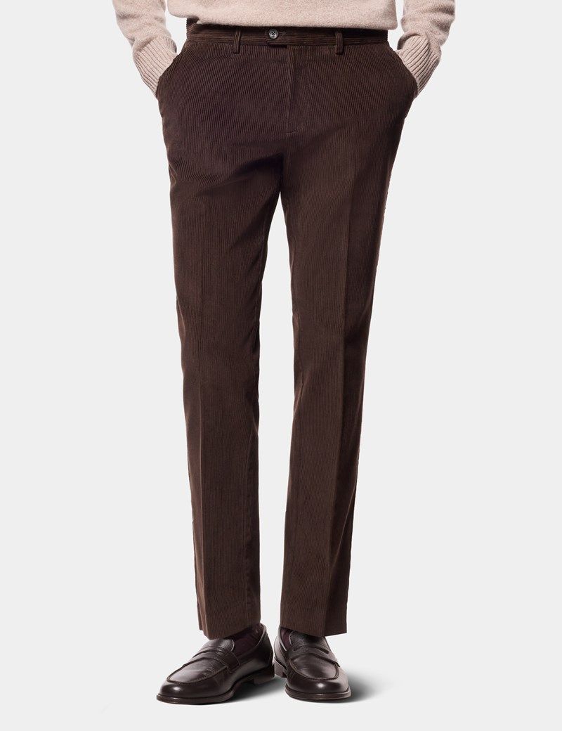 Regular Fit Dark Brown Corduroy Trousers thumbnail 2
