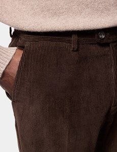 Regular Fit Dark Brown Corduroy Trousers