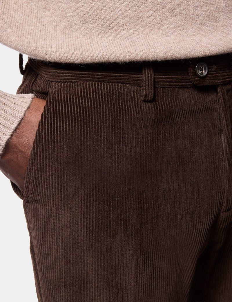 Regular Fit Dark Brown Corduroy Trousers thumbnail 3