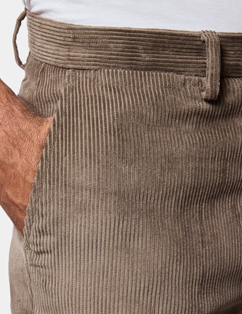 Dark Taupe Corduroy Trousers thumbnail 4