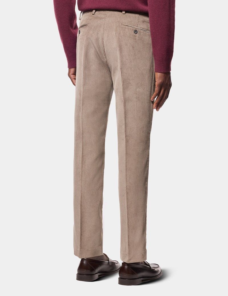 Regular Fit Taupe Corduroy Trousers thumbnail 4