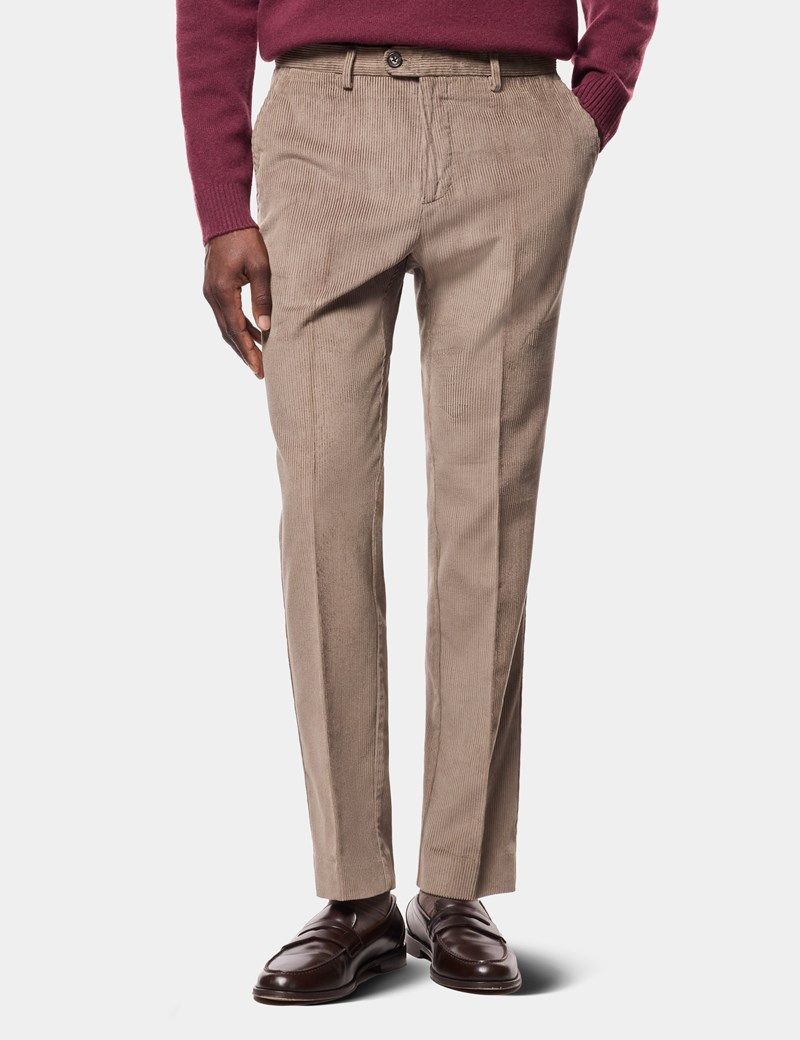 Regular Fit Taupe Corduroy Trousers thumbnail 2