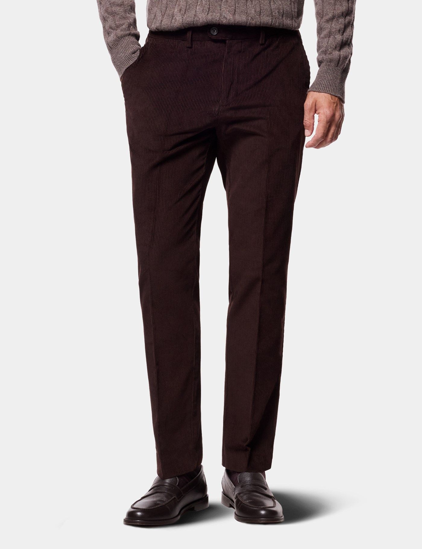 Regular Fit Dark Chocolate Corduroy Trousers primary image