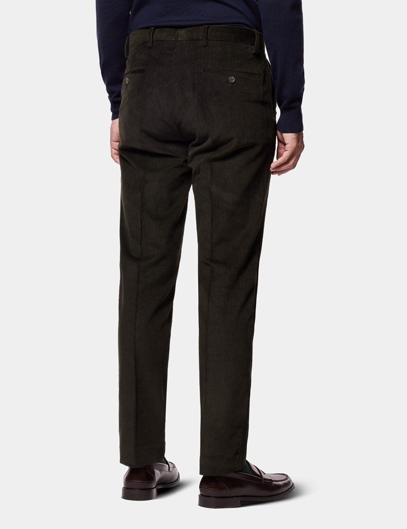 Regular Fit Dark Green Corduroy Trousers thumbnail 4