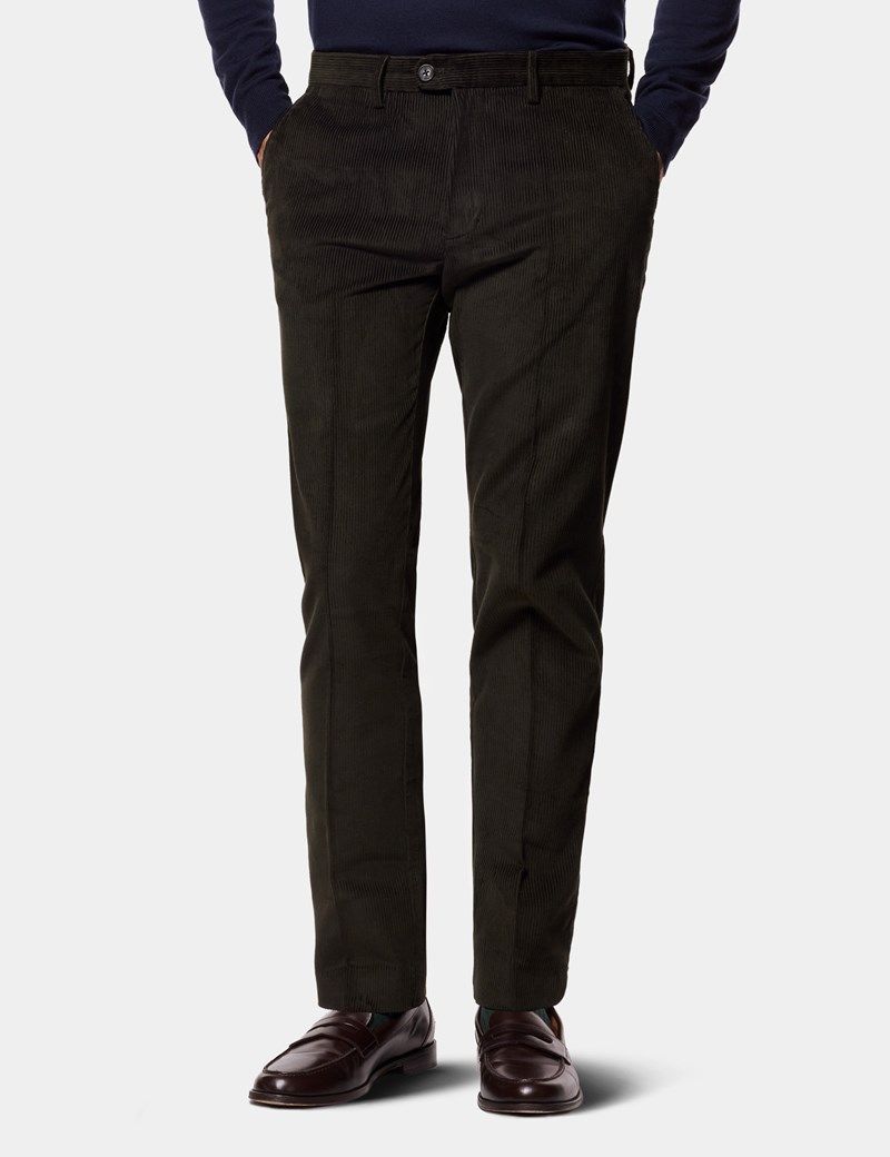 Regular Fit Dark Green Corduroy Trousers thumbnail 2