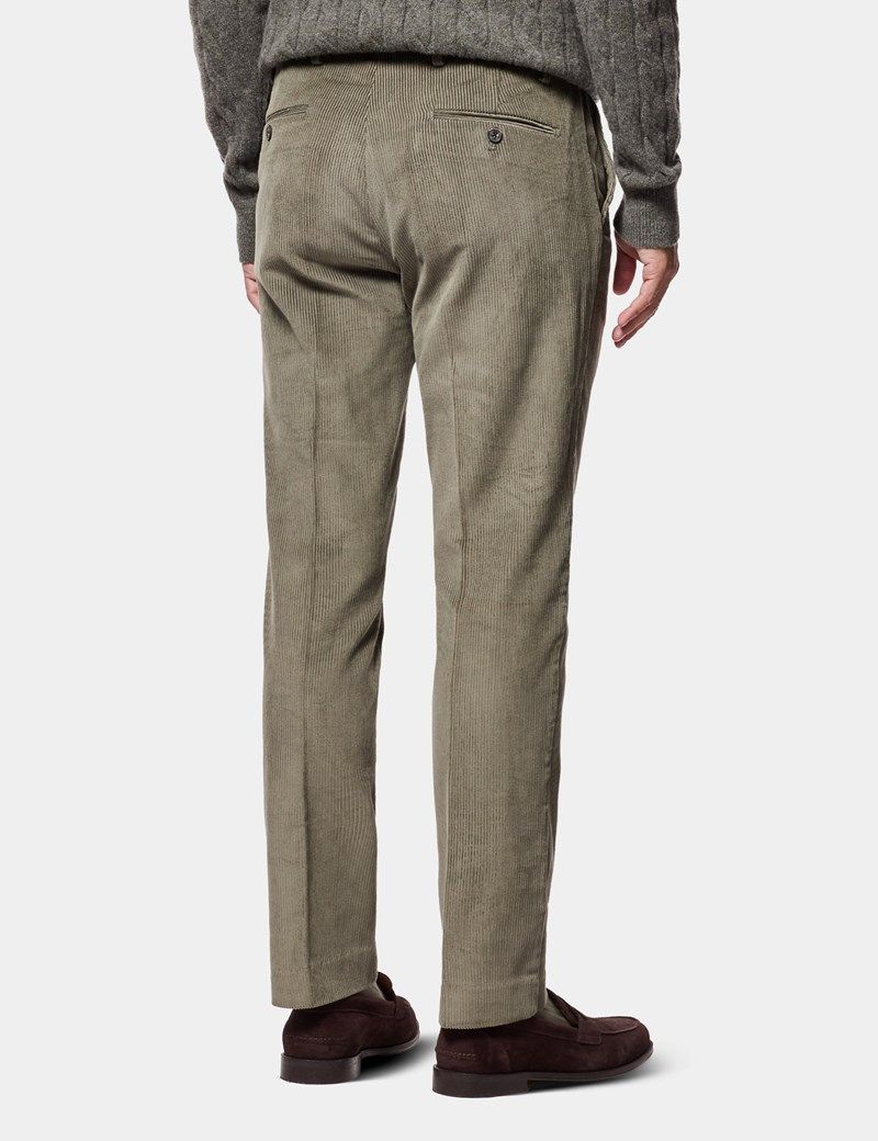 Regular Fit Sage Green Corduroy Trousers thumbnail 5