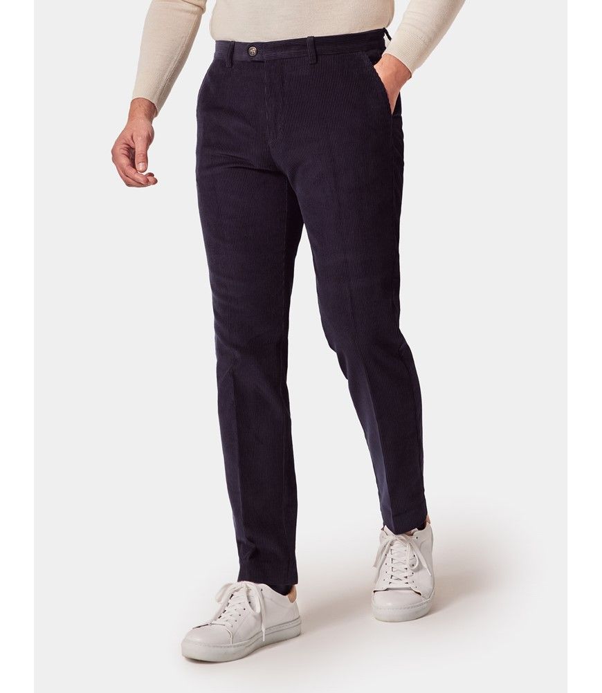 【新品】everyone corduroy trousers (NAVY) Tyron Men's Navy Blue Corduroy Pants BE57103-04 - Men's
