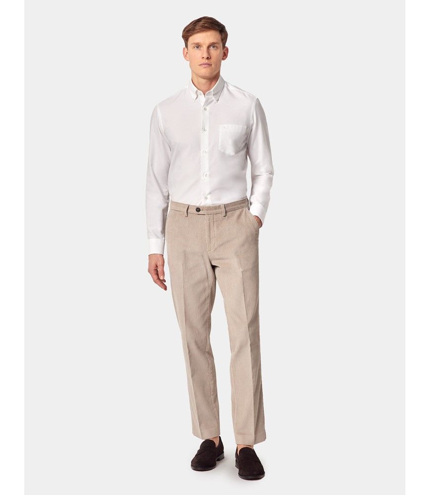 Men's Stone Corduroy Trousers | Hawes & Curtis