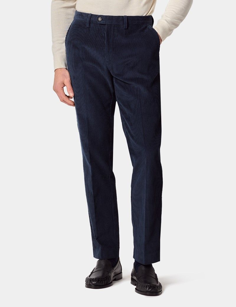 Regular Fit Petrol Blue Corduroy Trousers