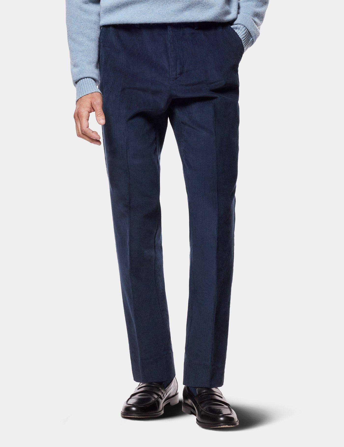 Regular Fit Petrol Blue Corduroy Trousers primary image