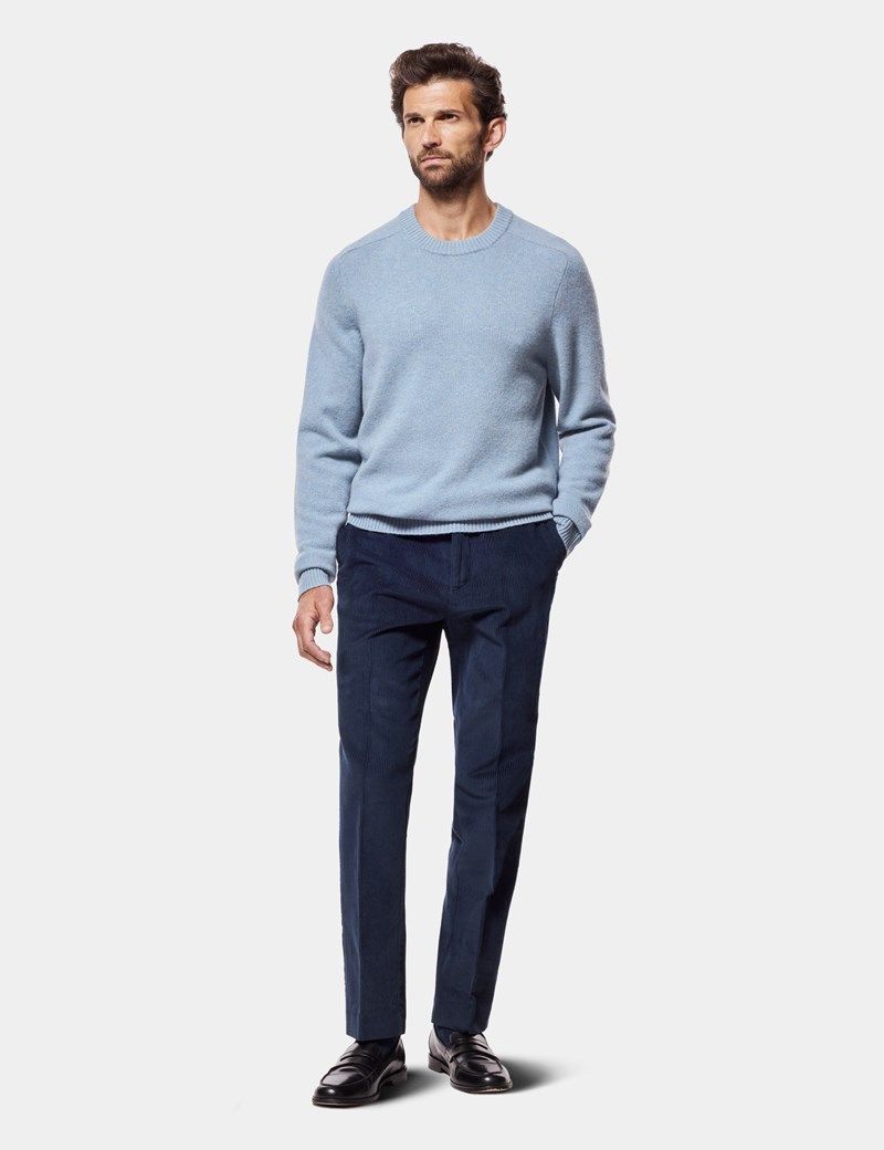 Regular Fit Petrol Blue Corduroy Trousers thumbnail 3