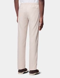 Stone Linen Drawstring Trousers - Machine Washable