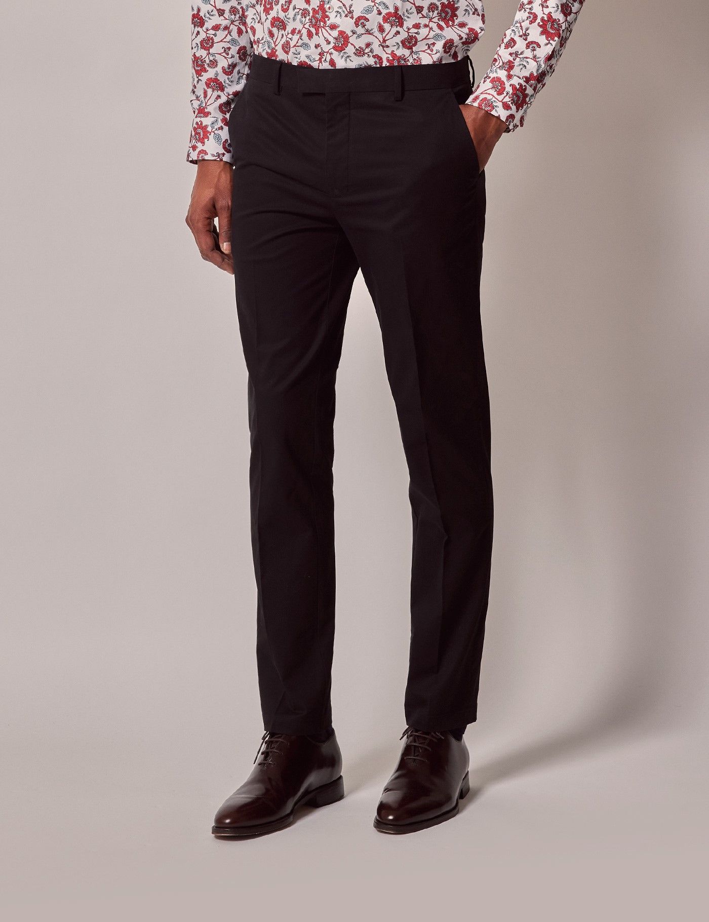 Men's Black Slim Smart Chinos | Hawes and Curtis