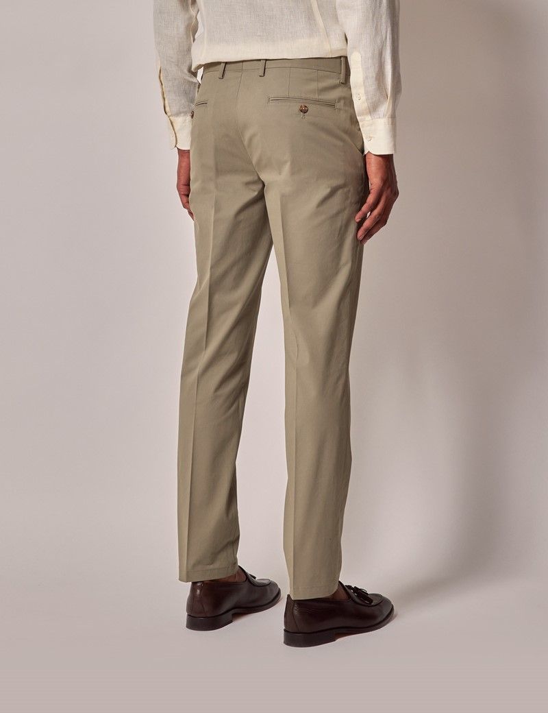 Men's Light Green Slim Smart Chinos | Hawes and Curtis