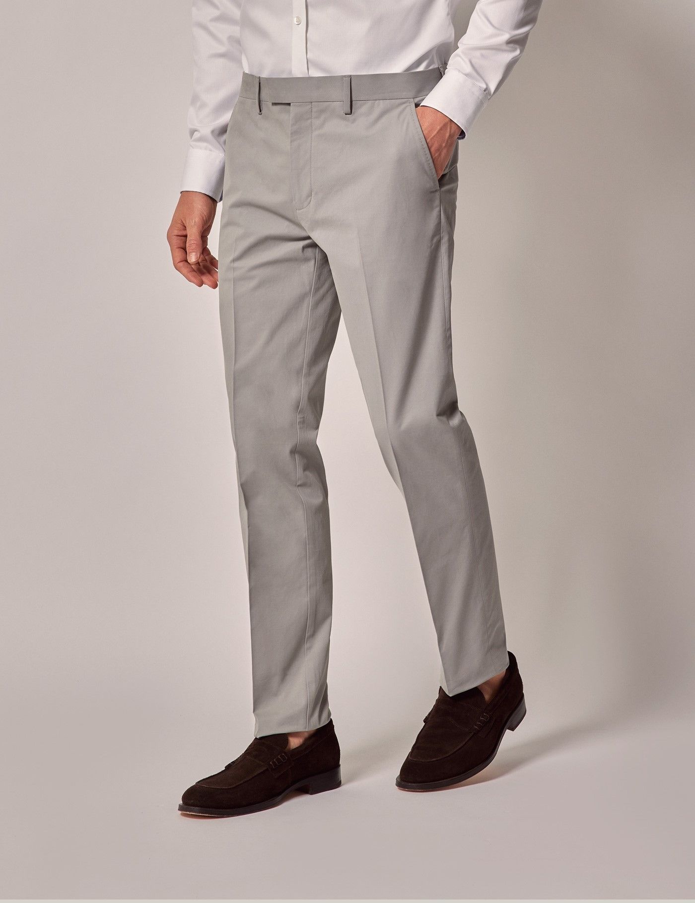 Men's Pewter Grey Slim Smart Chinos | Hawes and Curtis