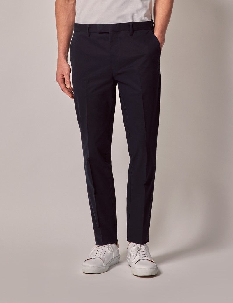 Men's Navy Slim Smart Chinos | Hawes and Curtis