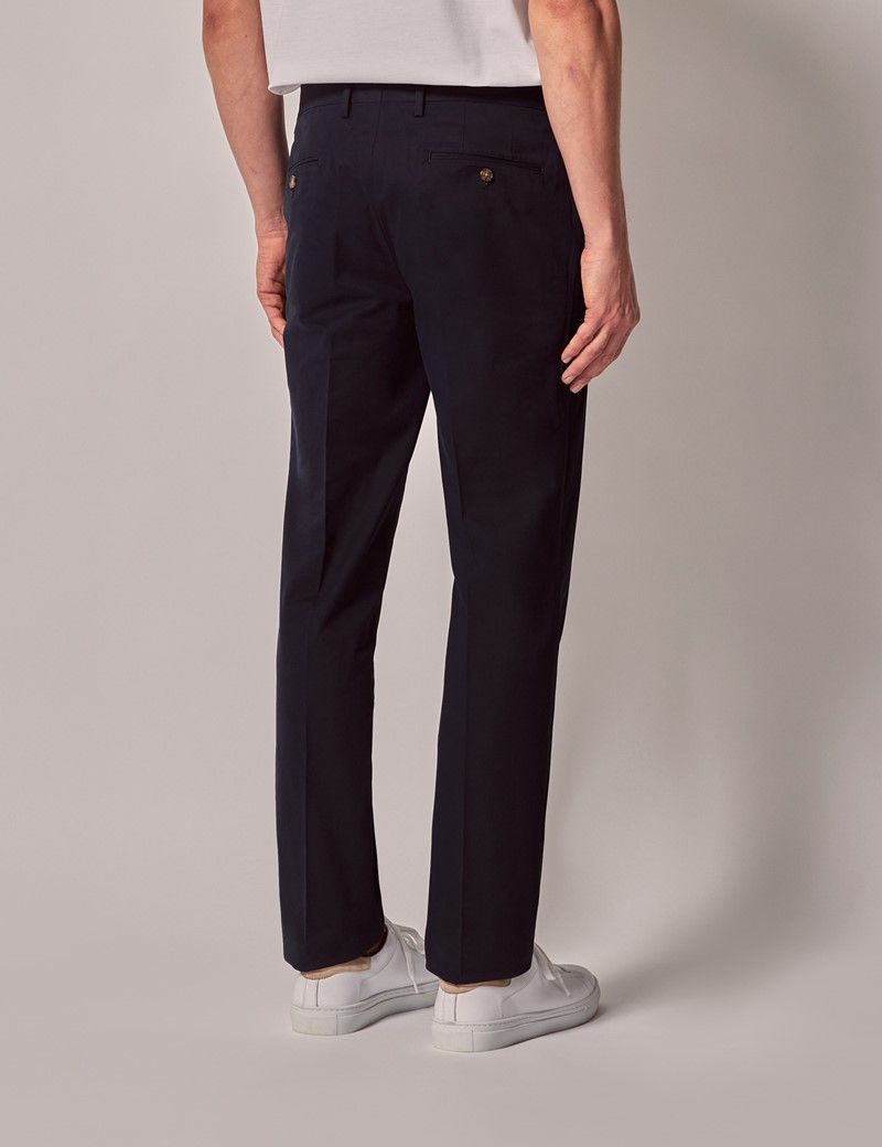 Men's Navy Slim Smart Chinos | Hawes and Curtis