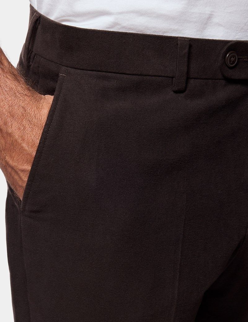 Regular Fit Dark Chocolate Moleskin Trousers thumbnail 3