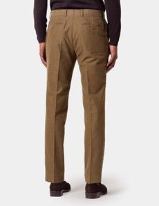 Regular Fit Dark Khaki Moleskin Trousers