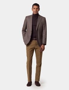 Regular Fit Dark Khaki Moleskin Trousers