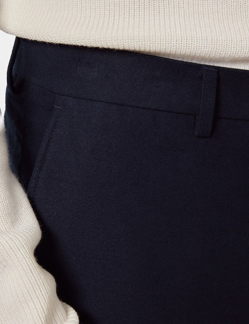 Regular Fit Navy Moleskin Trousers thumbnail 4