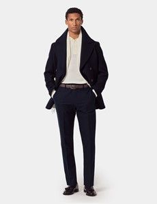 Regular Fit Navy Moleskin Trousers